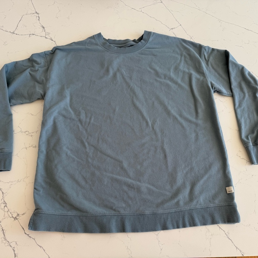Vuori women’s Laguna Oversized Crewneck Sweater in Dusty Blue size L